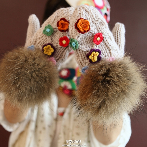 时尚可爱毛线手套带给你春天般的感觉