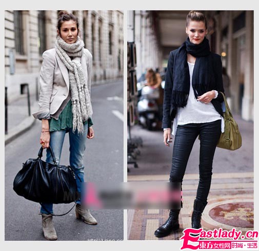 气质女郎围巾秀 系出街头好印象