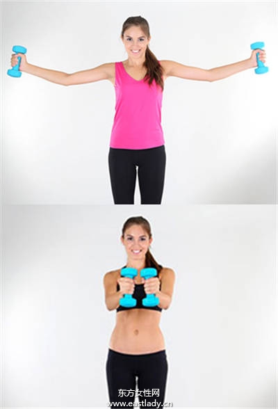 哑铃练胸肌 辣妹胸部UPUPUP