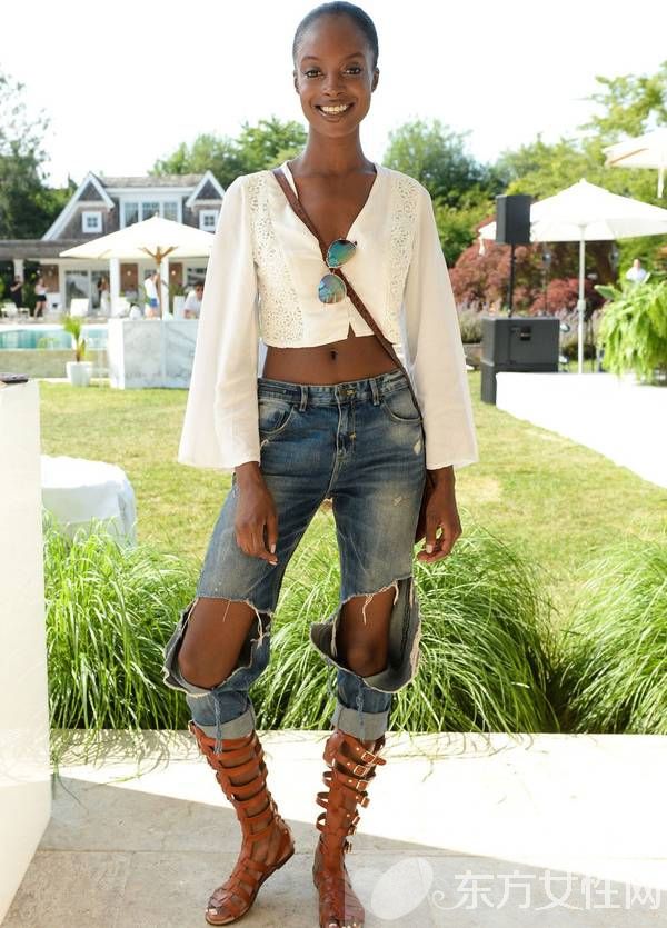 时尚低腰裤搭配图片 这个夏天到处都见小蛮腰