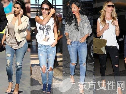 破洞牛仔裤怎么搭配 明星们都是这么穿的哦