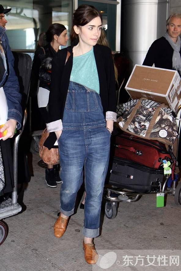 欧美女星春季街拍大秀 怀旧潮流工装裤穿出明星大牌范