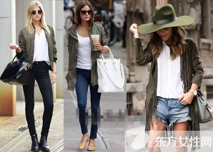 军绿色外套搭配图片推荐 欧美街头最常见穿搭法