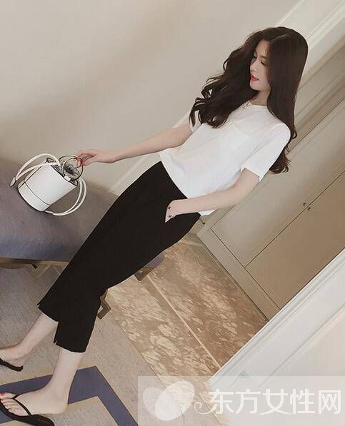 韩版时尚都市OL七分裤搭配 精致不缺乏舒适感