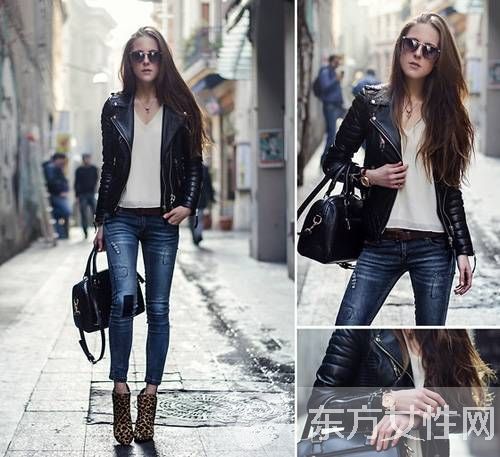 冬季黑色夹克外套搭配 不仅酷帅还魅力十足