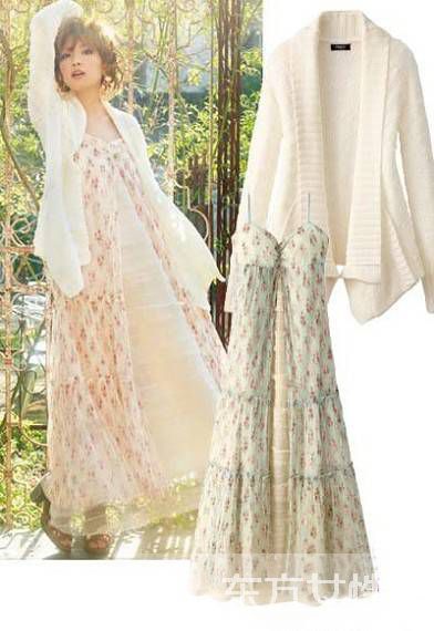 女生碎花连衣裙搭配 混搭感既时尚又知性