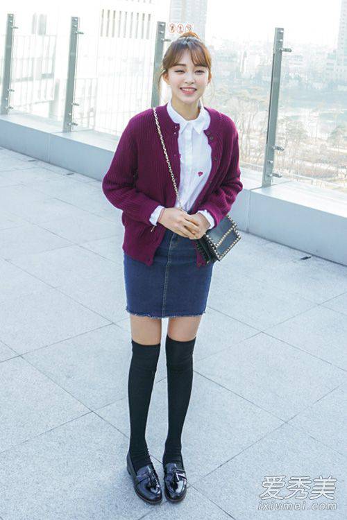 针织开衫如何搭配 韩国街拍达人亲身示范