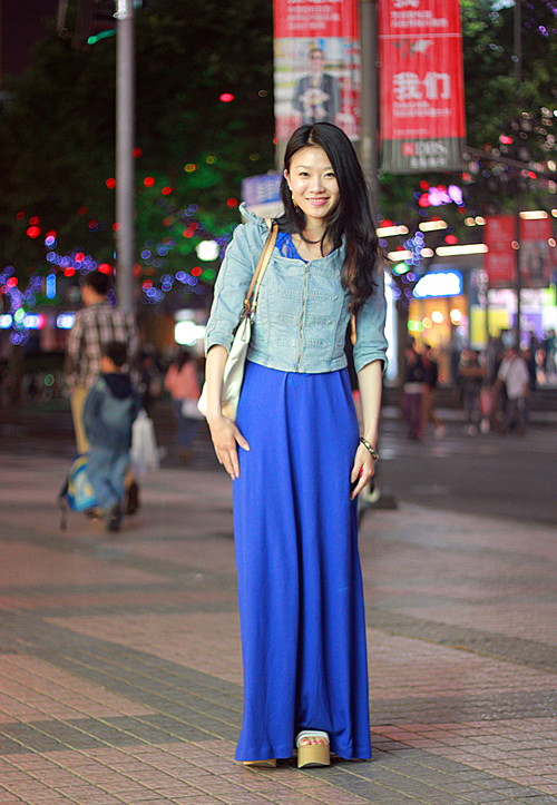 八月中国街拍 长裙幽雅伴一夏