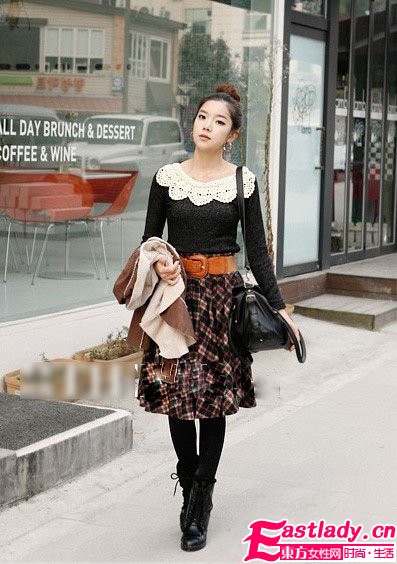 高调格子裙美搭清纯学院风格