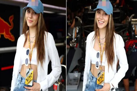 谷爱凌观战F1大奖赛 小吊带牛仔裤元气运动少女气息爆棚